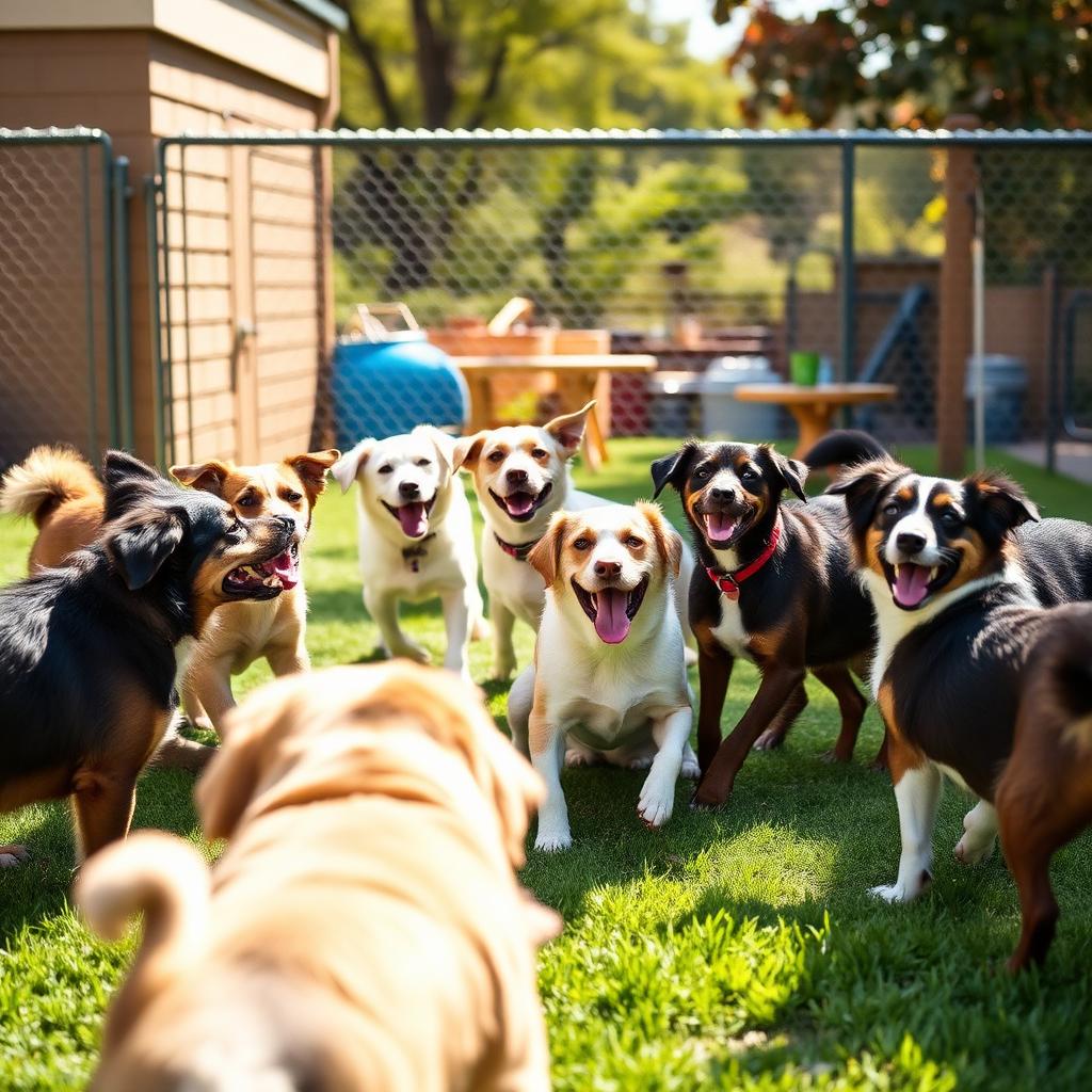 Mascotas socializando en day care