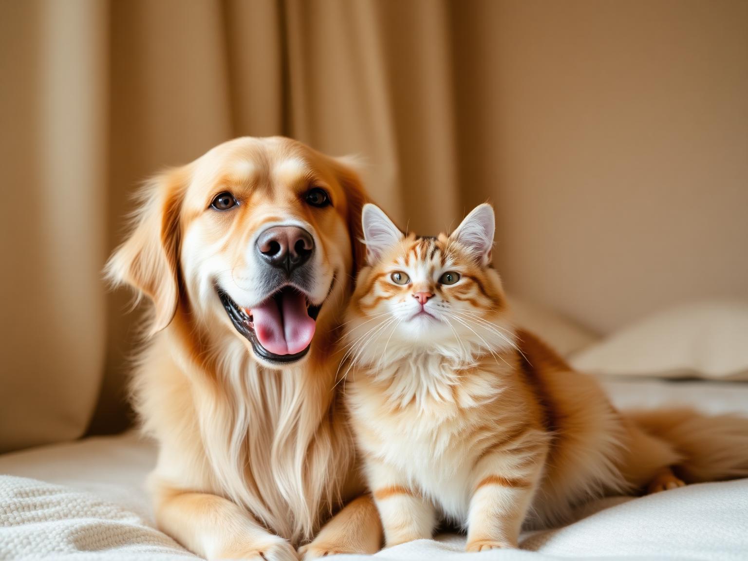 Perro y gato felices en Casa Encantada Pet Hotel